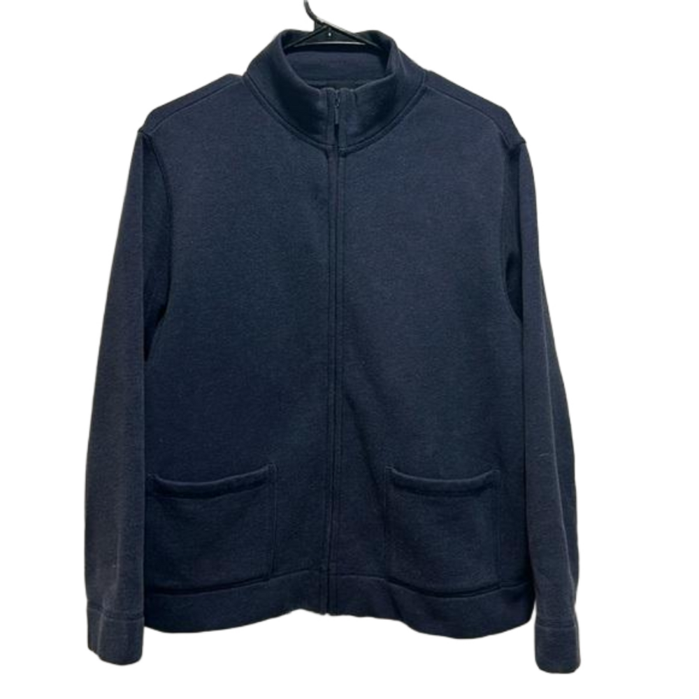 Eileen Fisher Navy Blue Full Zip Collar Jacket with Two Front Pockets Medium